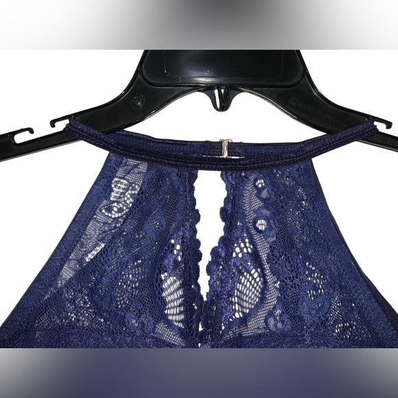 Shekini Halter Lace Bra with Padding Blue Size L - Picture 3 of 8